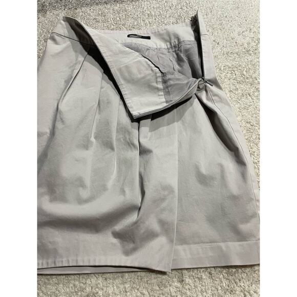 Boss Hugo Boss Womens Sz 6 Pleated Button Faux Wrap Knee Length Skirt Silver 249 - Picture 6 of 14